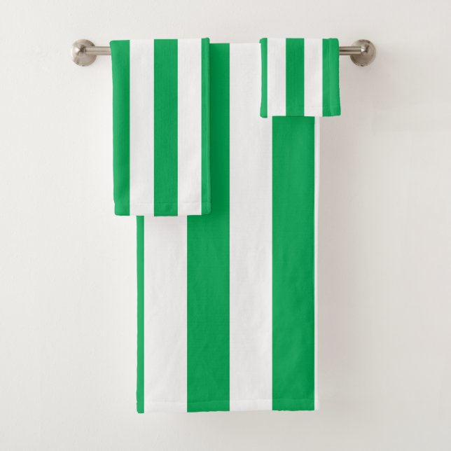 Conjunto De Toalhas Listras de Cabana Verde e Branco (Insitu)