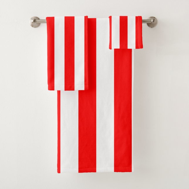Conjunto De Toalhas Listras de Cabana Vermelho e Branco  (Insitu)