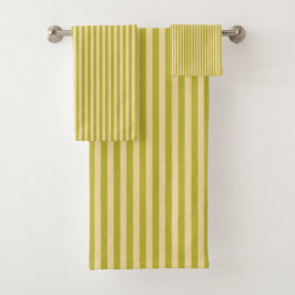 Conjunto De Toalhas Listras de cor verde-amarelado e creme de manteiga