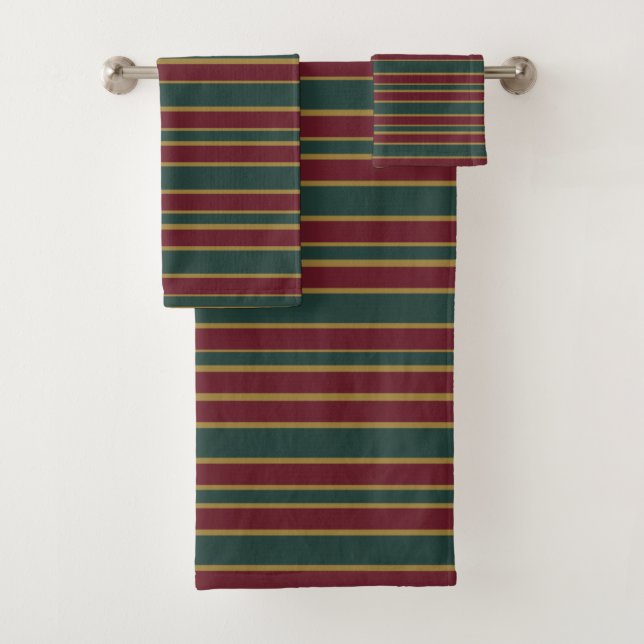 Conjunto De Toalhas Listras de Doces de Natal Verde, Vermelho e Dourad (Insitu)