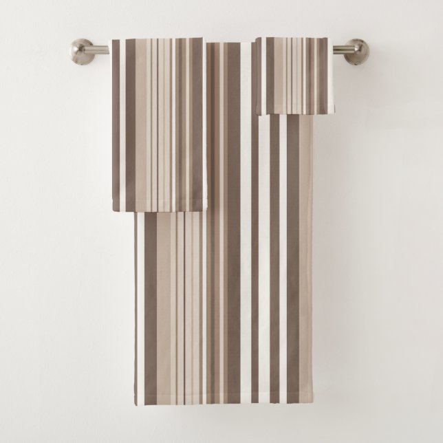 Conjunto De Toalhas Listras de Tom Neutro Terroso Design de Padrão  (Insitu)