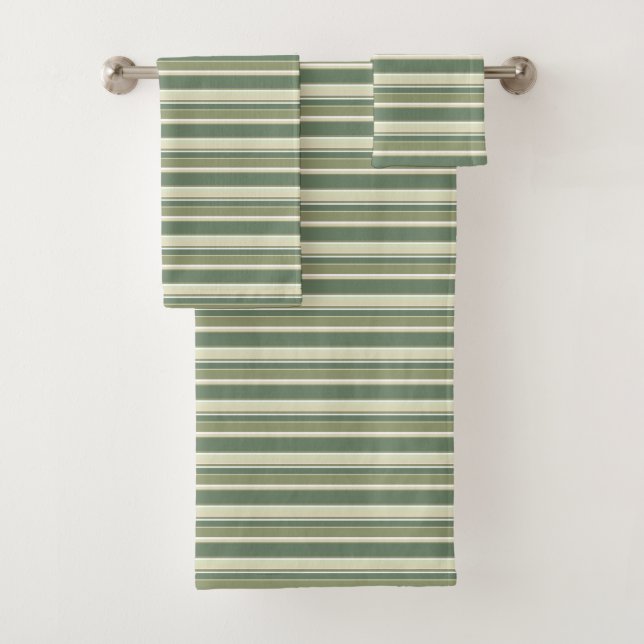 Conjunto De Toalhas listras de verde-oliva (Insitu)