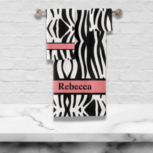 Conjunto De Toalhas listras de zebra brancas e pretas, cinzentas