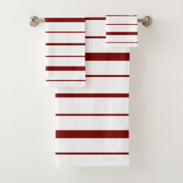 Conjunto De Toalhas Listras Design Burgundy  em Branco