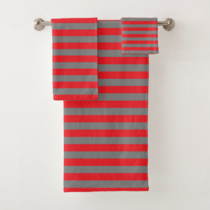 Conjunto De Toalhas Listras do cinza do vermelho e de carvão vegetal