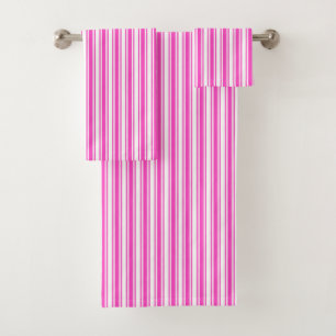 Conjunto De Toalhas Listras dos doces do rosa quente e do branco