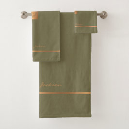 Conjunto De Toalhas Listras elegantes e modernas em verde samambaia co