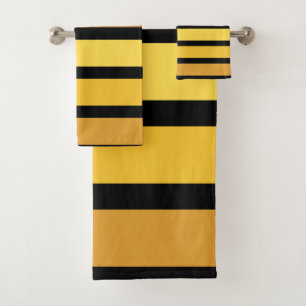 Conjunto De Toalhas Listras em Tons de Amarelo Dourado no Preto