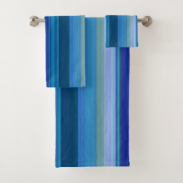 Conjunto De Toalhas Listras em Tons de Azul