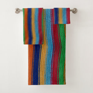 Conjunto De Toalhas Listras feitas malha coloridas