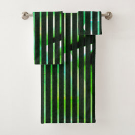 Conjunto De Toalhas Listras grossas sobre design abstrato manchado ver