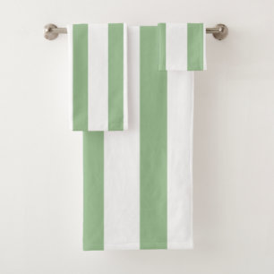 Conjunto De Toalhas Listras Grossas Verdes e Brancas