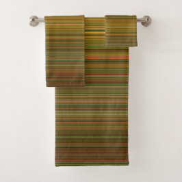 Conjunto De Toalhas Listras horizontais simples verdes marrons