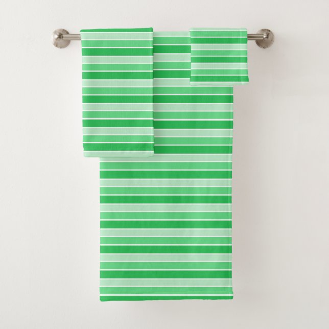 Conjunto De Toalhas Listras Horizontais Verdes (Insitu)