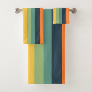 Conjunto De Toalhas Listras laranja, azuis, amarelas e verdes