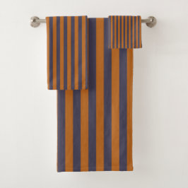 Conjunto De Toalhas Listras Laranja Roxo Padrão