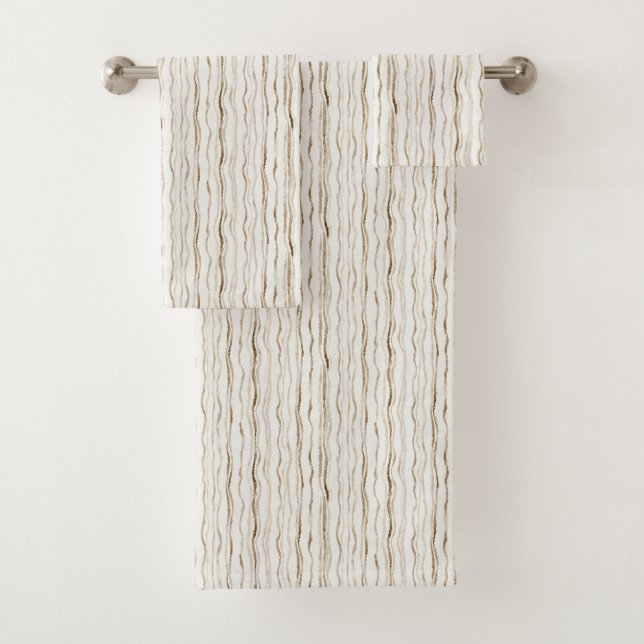 Conjunto De Toalhas Listras Marrons Creme (Insitu)