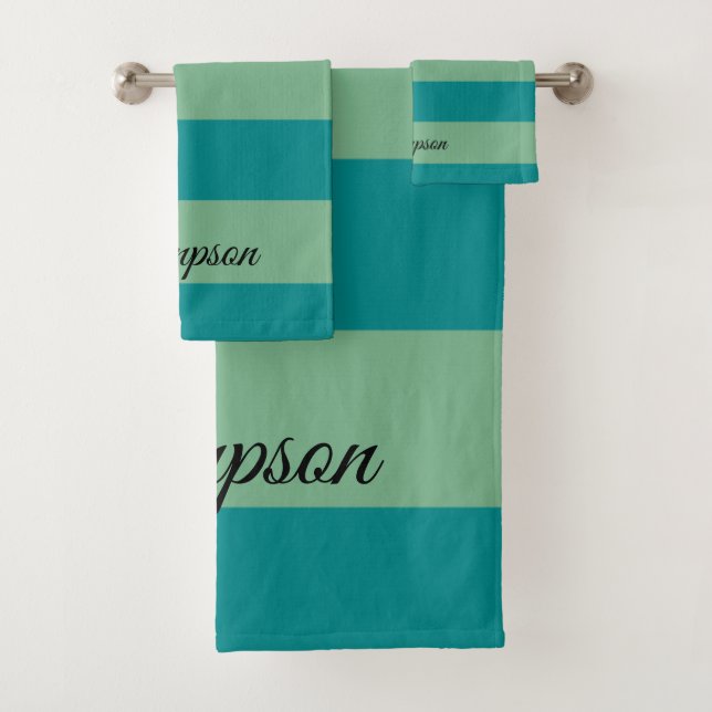 Conjunto De Toalhas Listras Médias e Claras Verdes (Insitu)