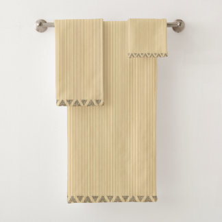 Conjunto De Toalhas Listras Modernas Dourado Pêssego