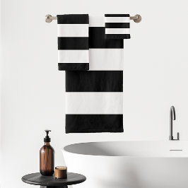 Conjunto De Toalhas Listras Negrito Brancas Pretas