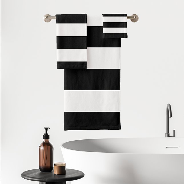Conjunto De Toalhas Listras Negrito Brancas Pretas (Criador carregado)