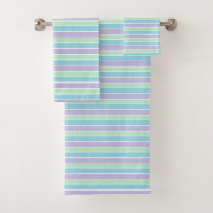 Conjunto De Toalhas Listras Pastel