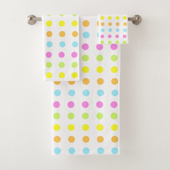 Conjunto De Toalhas Listras Pontilhadas em Cores Pastel (Insitu)