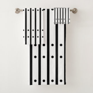 Conjunto De Toalhas Listras pretas e brancas com pontos. Minimalista