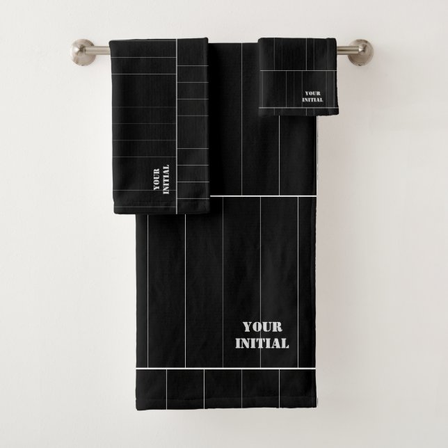 Conjunto De Toalhas Listras Pretas e Brancas Personalizadas  (Insitu)