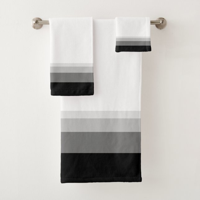 Conjunto De Toalhas Listras Pretas e Cinzas Elegantes (Insitu)