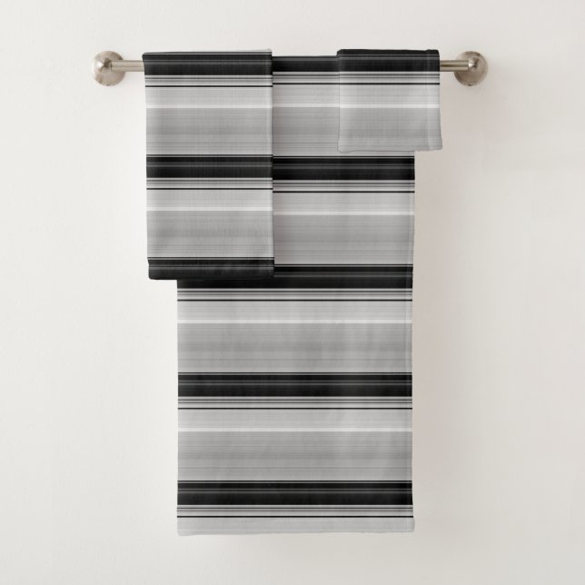 Conjunto De Toalhas Listras pretas e cinzas fofas (Insitu)