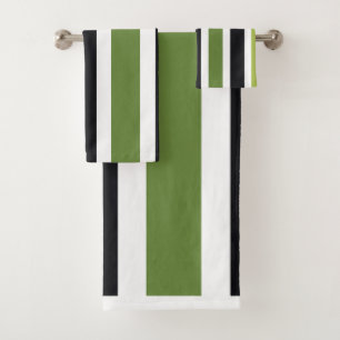 Conjunto De Toalhas Listras Pretas Verdes