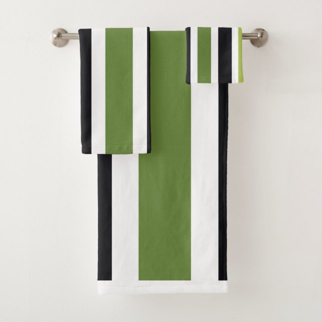 Conjunto De Toalhas Listras Pretas Verdes (Insitu)