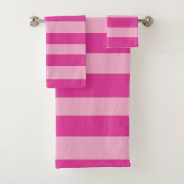 Conjunto De Toalhas Listras Rosa