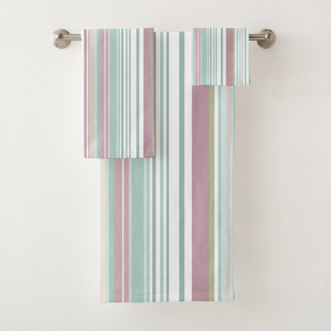 Conjunto De Toalhas Listras rosa, aqua, menta, chuva de primavera e ma (Insitu)