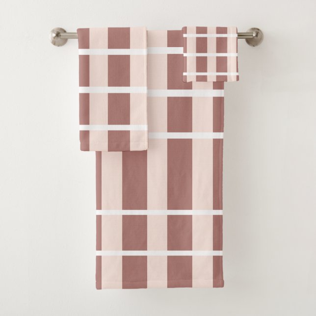 Conjunto De Toalhas Listras Rosa Castanho Padrão (Insitu)