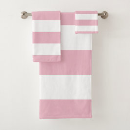 Conjunto De Toalhas Listras Rosa, Listras Brancas, Padrões Laminados