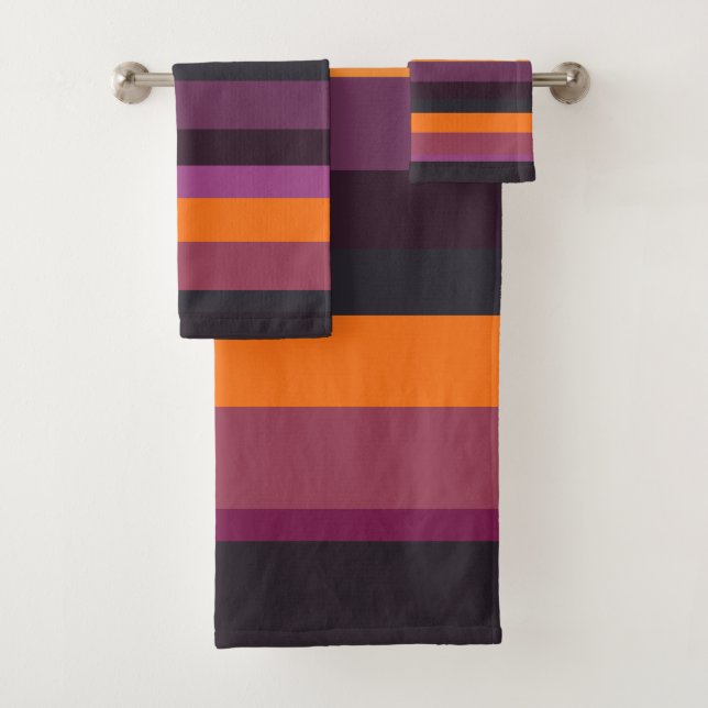 Conjunto De Toalhas Listras rosa, púrpura e laranja (Insitu)
