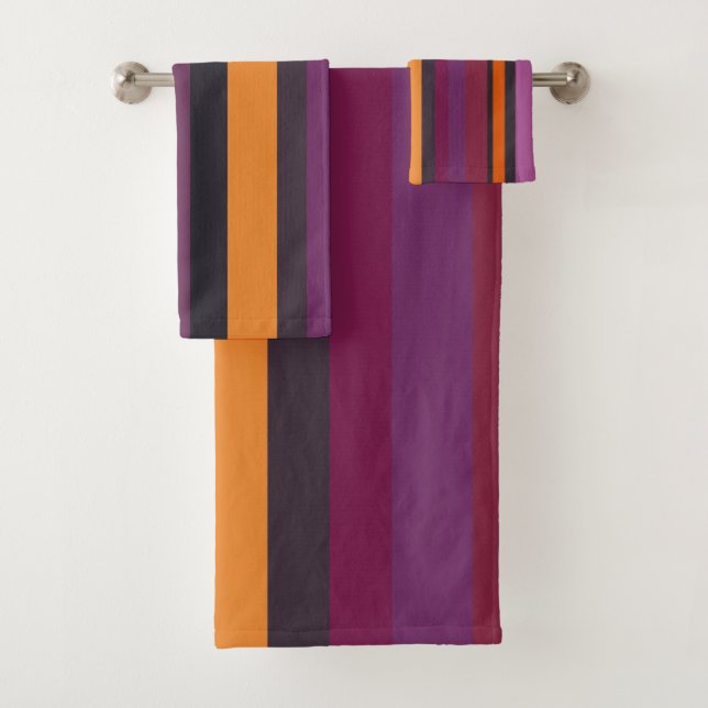 Conjunto De Toalhas Listras rosa, púrpura e laranja (Insitu)