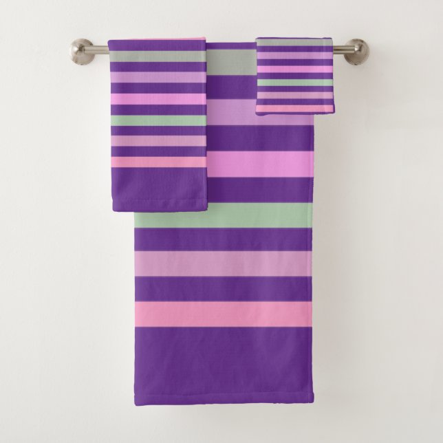 Conjunto De Toalhas Listras, rosa, verde (Insitu)