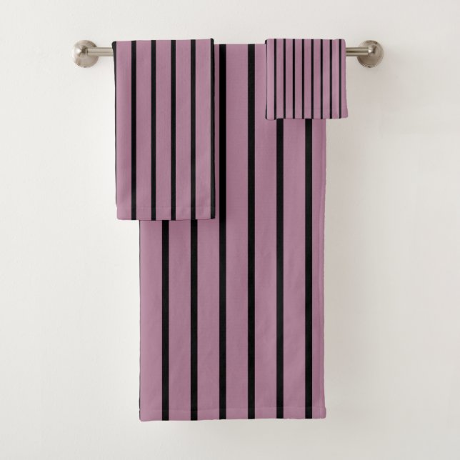 Conjunto De Toalhas Listras rosadas e roxas (Insitu)