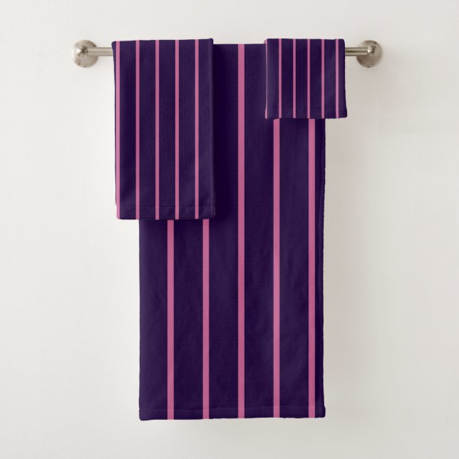 Conjunto De Toalhas Listras rosadas e roxas (Insitu)