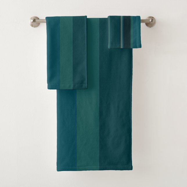 Conjunto De Toalhas Listras Turquesa (Insitu)