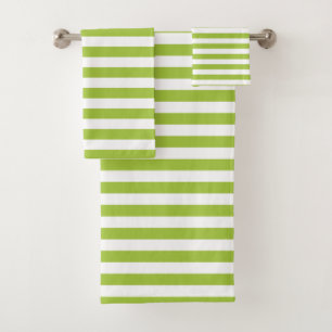 Conjunto De Toalhas Listras verde-maçã e brancas