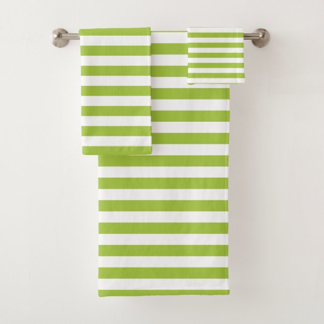 Conjunto De Toalhas Listras verde-maçã e brancas (Insitu)