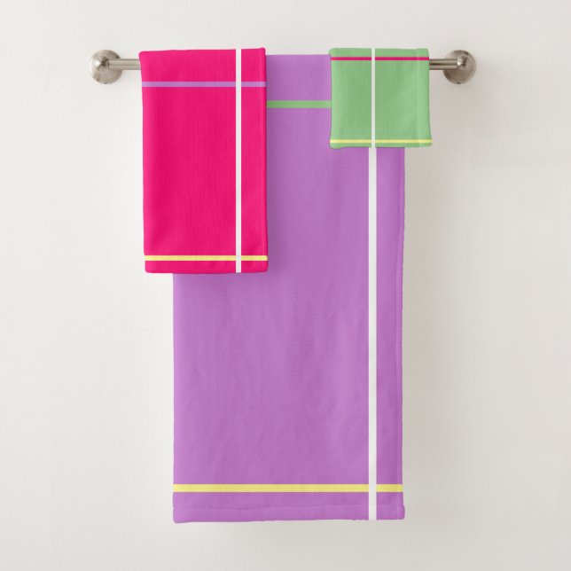 Conjunto De Toalhas Listras Verde Rosa Roxo Amarelo   (Insitu)
