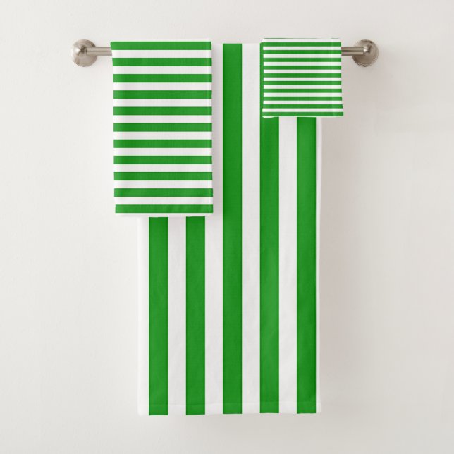 Conjunto De Toalhas Listras Verdes  (Insitu)