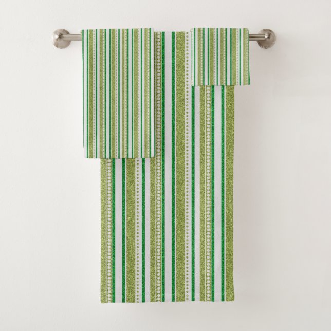 Conjunto De Toalhas Listras Verdes Brilho (Insitu)