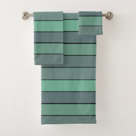 Conjunto De Toalhas Listras Verdes e Cinzas de Inverno em Papel Aquare
