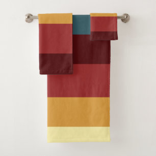Conjunto De Toalhas Listras vermelhas, lacadas e amarelas